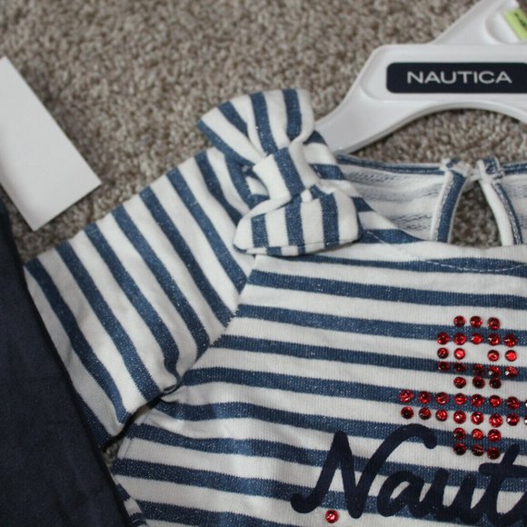 Nautica Baby Girl Striped Anchor Legging Outfit Set Size 3-6 24 Months 24M NWT - Picture 4 of 4